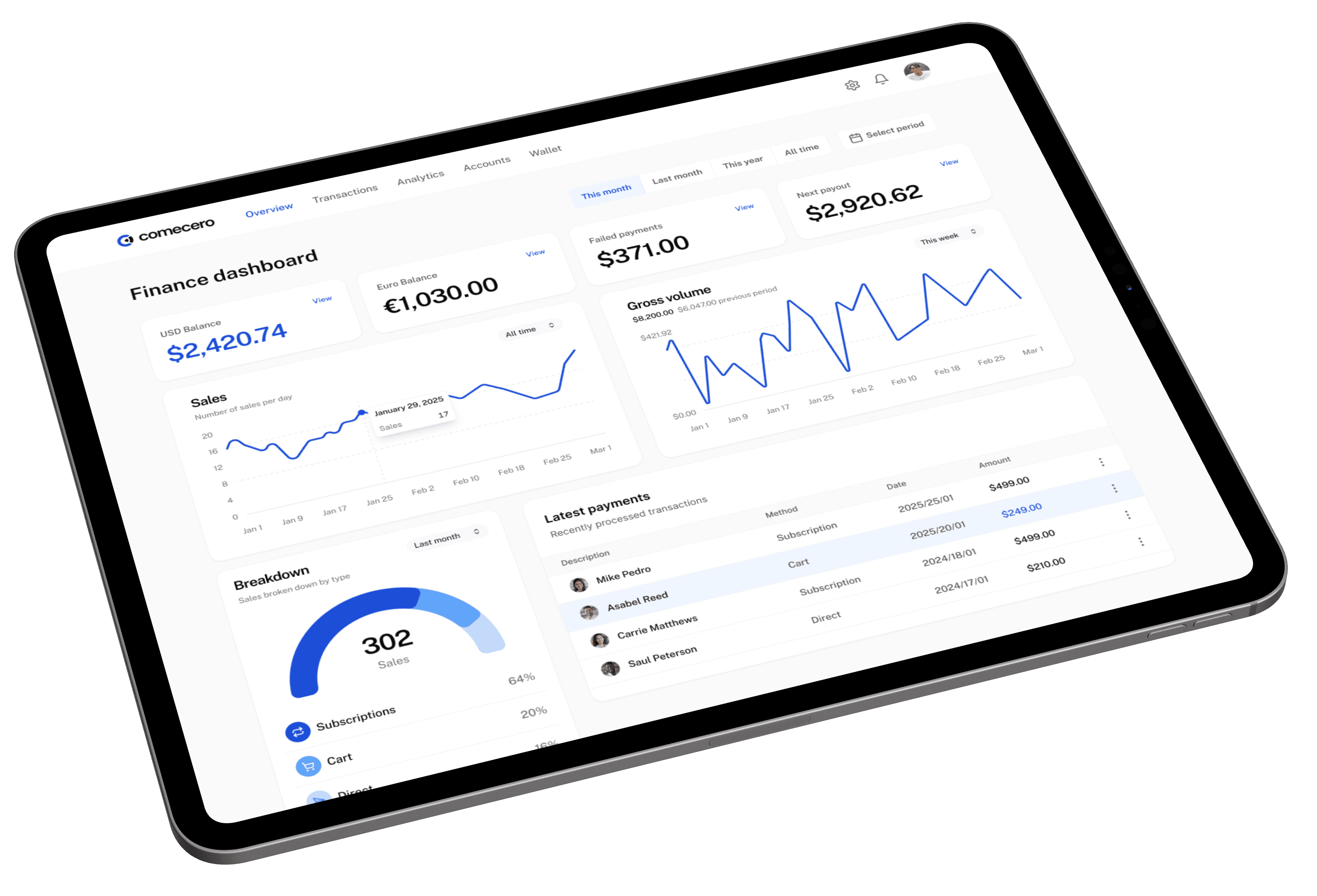 Finance dashboard preview